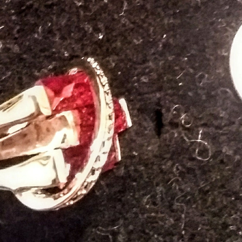 Beautiful Lab Created Ruby And Sterling Ring - image 2